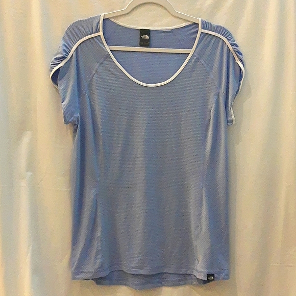 The North Face Activewear Striped Petal Sleeve Tee Women’s Large, Periwinkle - Picture 1 of 16